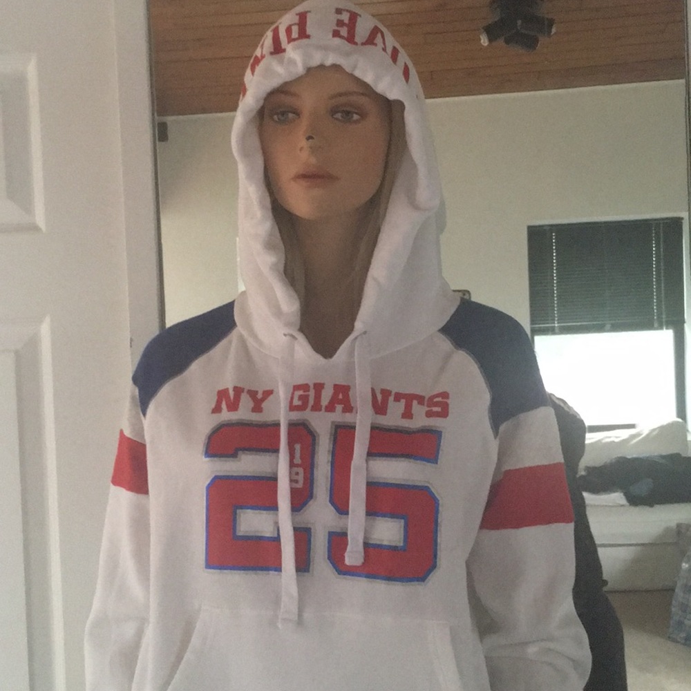 Adorable “Pink” NY Giants Cropped White Sweatshirt